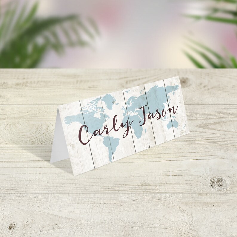 Travel Theme Wedding Place Cards Wedding Place Names Rustic image 1