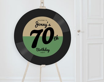 Record Shape Party Sign,  Music Theme Birthday Welcome Sign, Round Vinyl Music Theme Wedding Decor, Retro Unique, 1960s 1970s, Rock And Roll