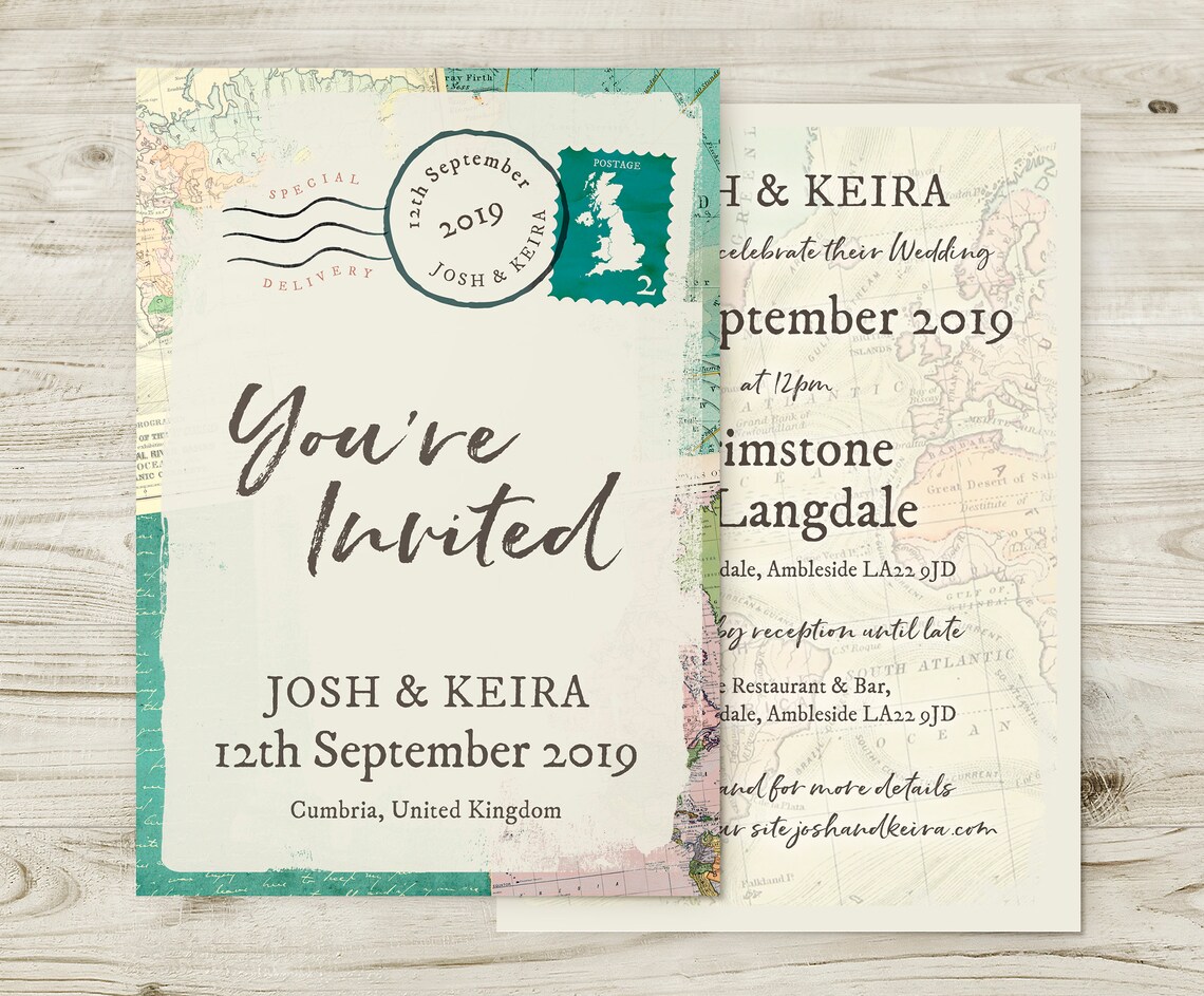 Destination Wedding Invitation Travel Theme Wedding Invites Etsy