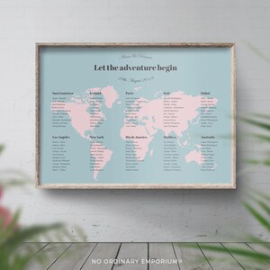 Travel Theme Seating Chart, Destination Wedding Table Plan afbeelding 9