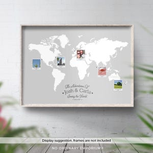World Photo Map, Gifts For Travel Lovers, Map Of Places Visited, Travel Collage, Custom Photo Travel Map, Places We&#39;ve Been Map