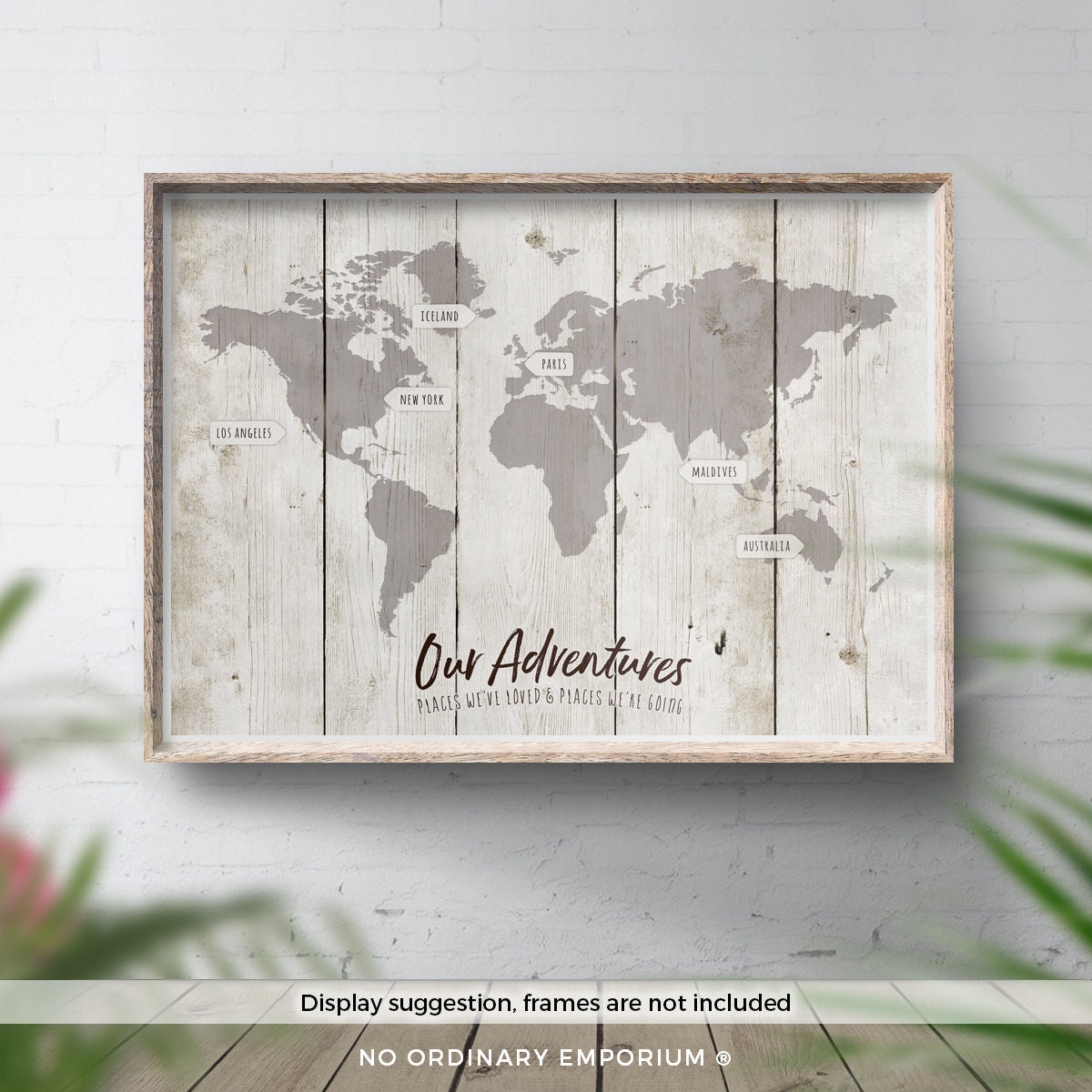 Places I've Been Map, Push Pin World Map Wall Art, Travel Canvas