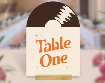 Funky Retro Record Table Cards