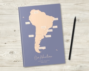 South America Personalised Journal Custom, Road Trip Notebook, Honeymoon, Wedding, Bucket List Book, Travel Planner, Couple Gifts