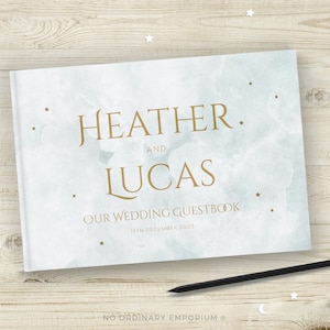 Moon Stars Wedding Guest Book, Celestial Guestbook, Starry Night Wedding, Galaxy Navy Blush, Astronomy Space, Universe, Unique Wedding Decor