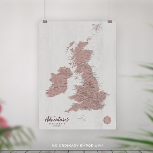 UK Pin Board Map, Camping Map, Motorhome Adventures Map, Personalised United Kingdom Push Pin Map, Bucket List Map, Couple Anniversary Gift
