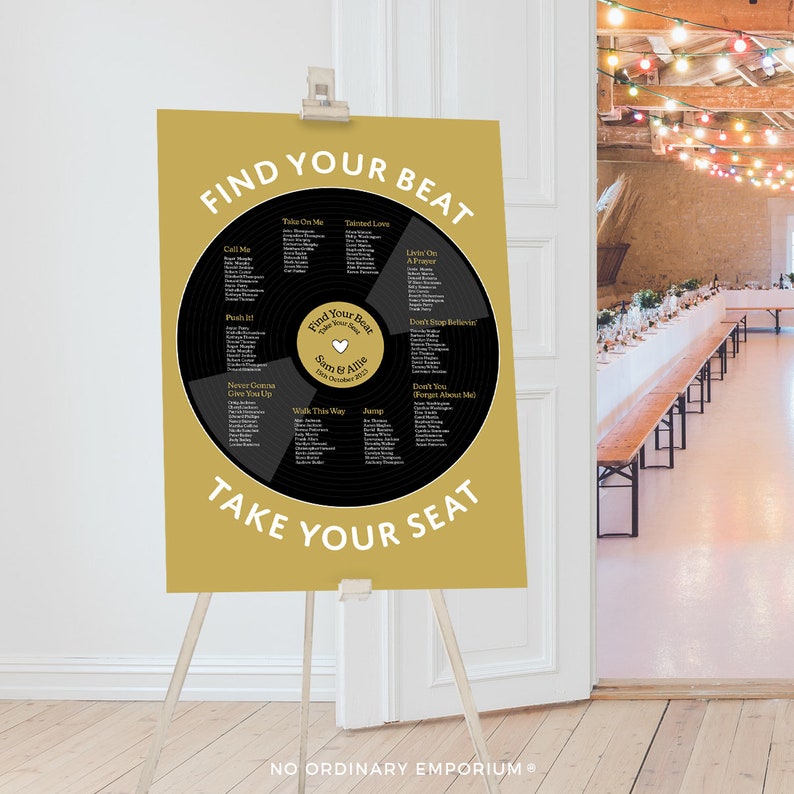 Record Table Plan, Record Seating Chart, Music Theme Wedding, Vinyl Seating Plan, Disco Wedding Decor, Unique Seating Plan, Printed or PDF image 5