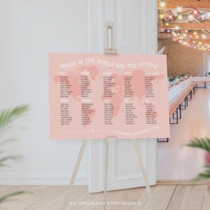 Travel Theme Seating Chart, Destination Wedding Table Plan afbeelding 13