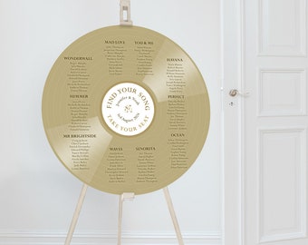 Music Wedding Table Plan, Wedding Songs, Event Decor, Theme Seating Chart, Round Vinyl Record Shaped Music Sign, Special Lyrics Rock Decor