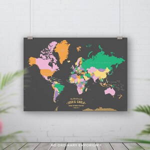 Places we've been, World push pin map, Pin board travel map, Long distance relationship, Traveller couple gift Personalised, 1st anniversary