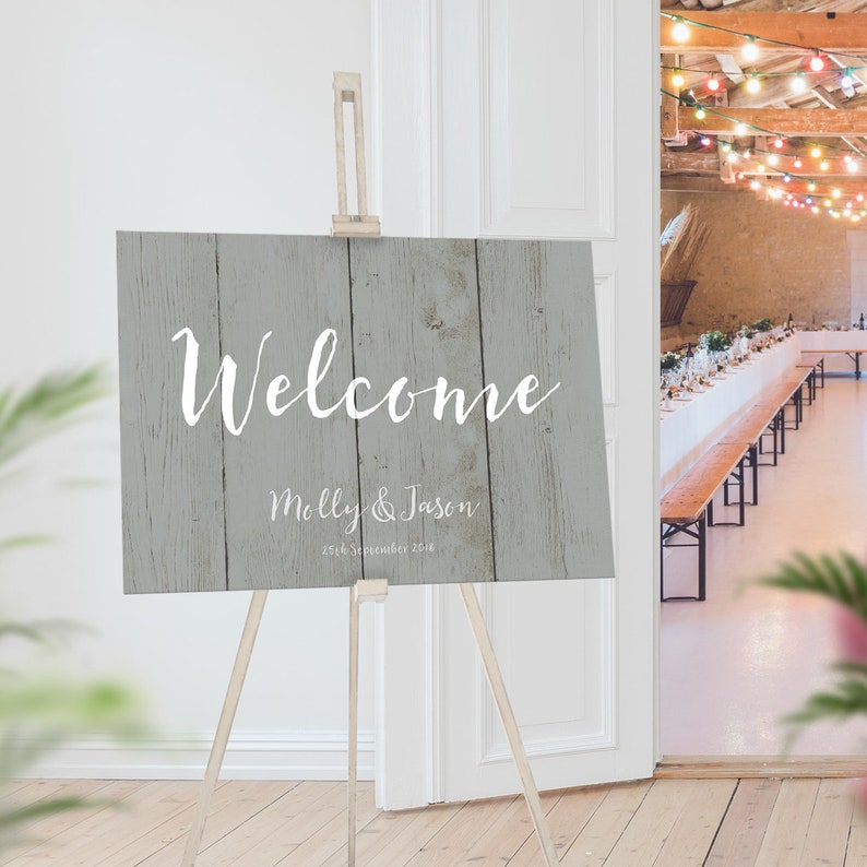 Welcome Wedding Sign, Welcome Board Signs, Large Menu Board, Order of Day, Wood Look Print, Printable Program Sign, DIY Service, PDF Events image 3