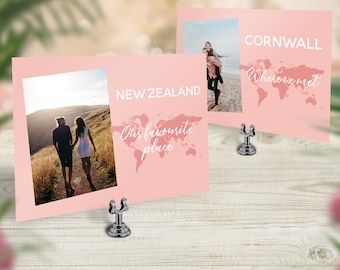 Location Photo Table Cards, Travel Theme Wedding Decor, Traveller Couple,  Custom Table Names, Travel Centrepiece