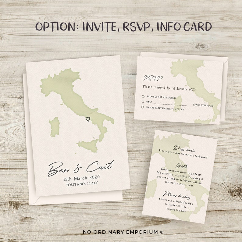 Italian Wedding Invitations Italy Destination Wedding Travel | Etsy