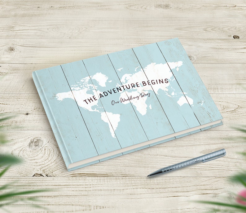Wedding Guest Book Travel Theme Wedding Blue Guestbook Etsy UK
