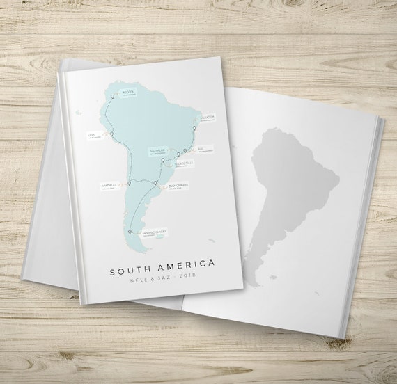 Custom Map South America Travel Journal Personalised Notebook Bucket List World  Travel Gift Custom Journal Couple Gift Travel Planner 