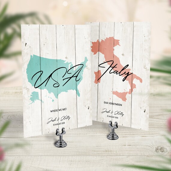 Destination Theme Wedding Map Table Names Wood Look Travel Etsy
