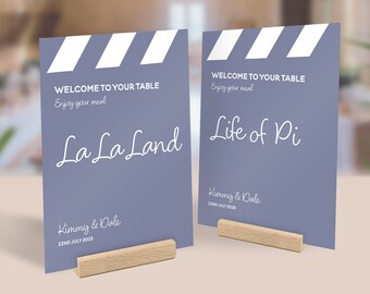 Movie Theme Wedding Table Name Cards, Retro Table Numbers, Film Theme Wedding, Cinema Decor, Centrepiece, Table Names, Unique Wedding Decor