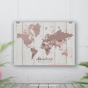 Push pin world map, Places we&#39;ve been, Detailed world pin board, Traveller couple wedding anniversary gift, Bucket list, Personalised Custom