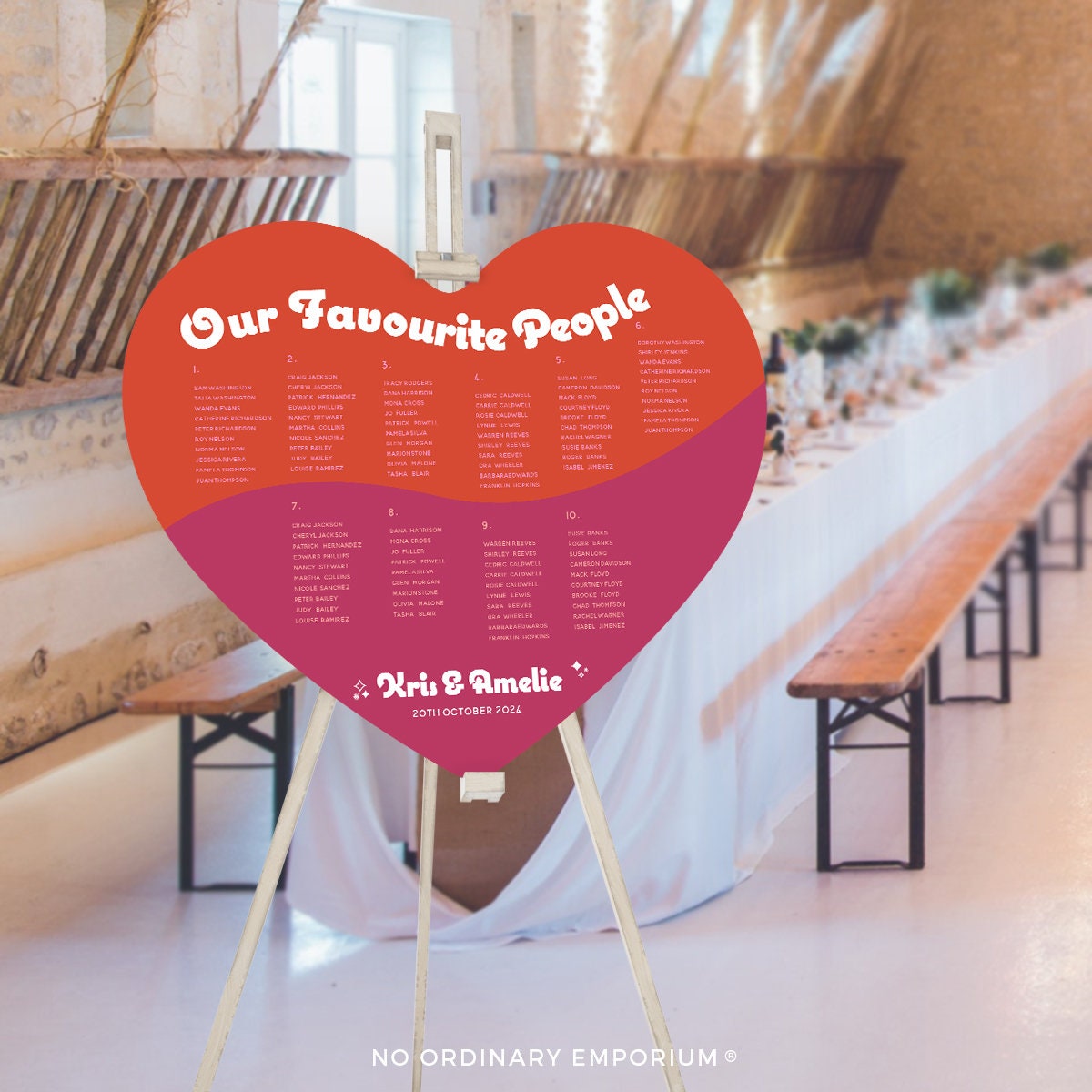 Funky Heart Wedding Seating Chart: Retro 70s Disco Table Plan - Etsy
