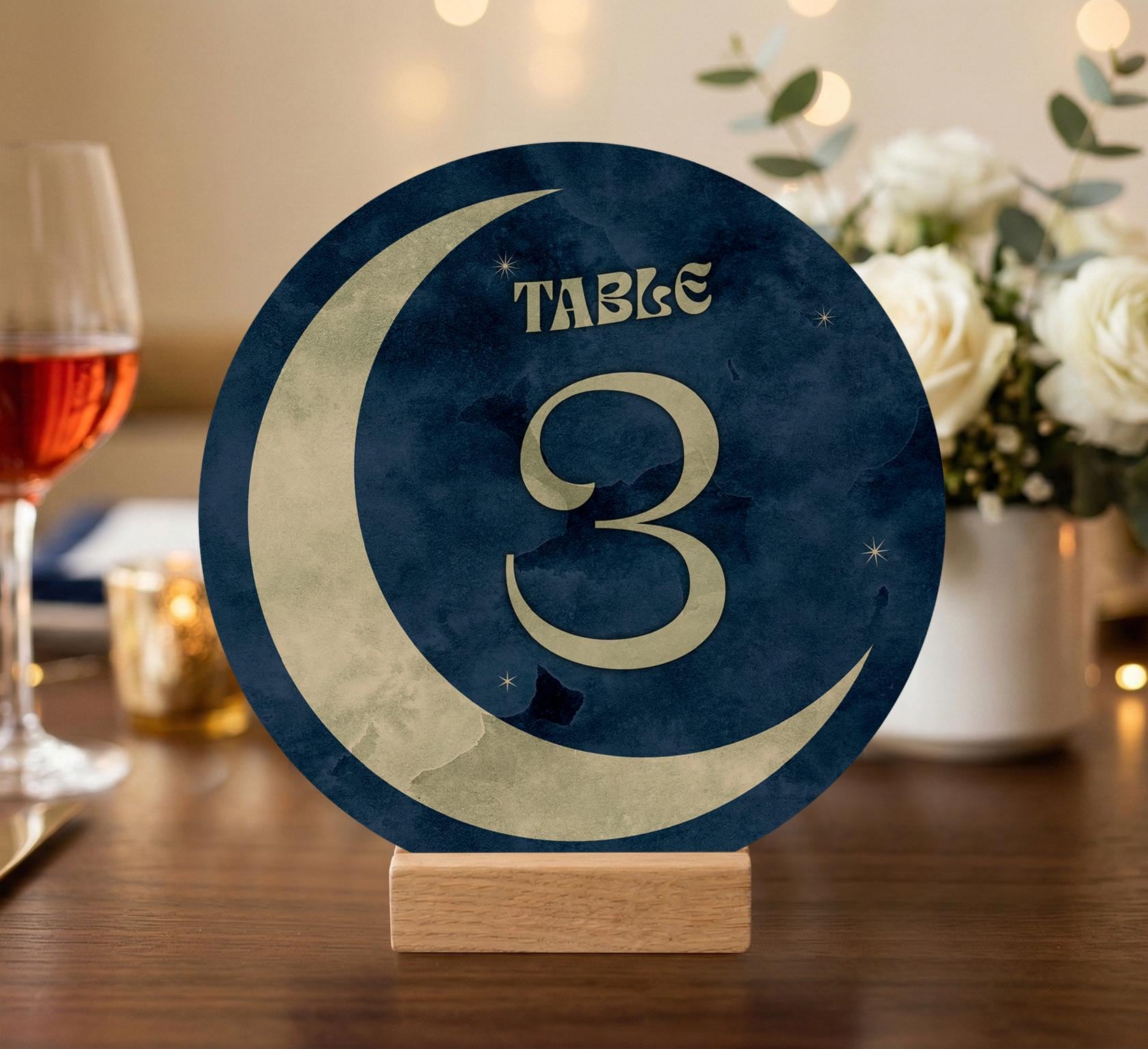 Large Star Table Numbers Celestial Table Numbers, Moon Stars Theme Wedding Day Stationery - Etsy