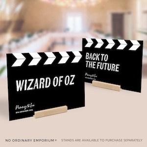 Film Theme Wedding, Retro Table Numbers, Hollywood Theme, Movie Wedding Table Name Cards, Cinema Decor, Centrepiece, Unique Wedding Decor