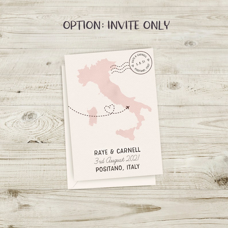 Italy Wedding Invitation Travel Wedding Invites Destination Etsy