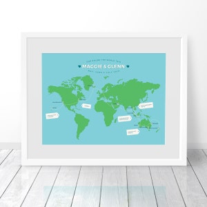 Sailing Voyager Map, Adventurer, Explorer, Wanderlust Map, Personalised Map, Round the World, Traveller Gift, Places We've Been