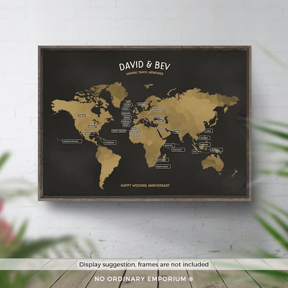 personalised world map travel map custom world map print etsy