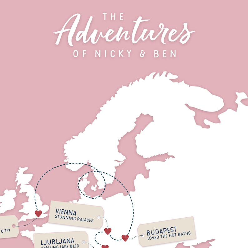 Personalised European Map Map of Europe Adventure Trip Etsy UK
