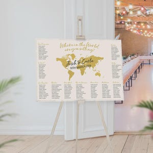 Travel Theme Seating Chart, Destination Wedding Table Plan afbeelding 11