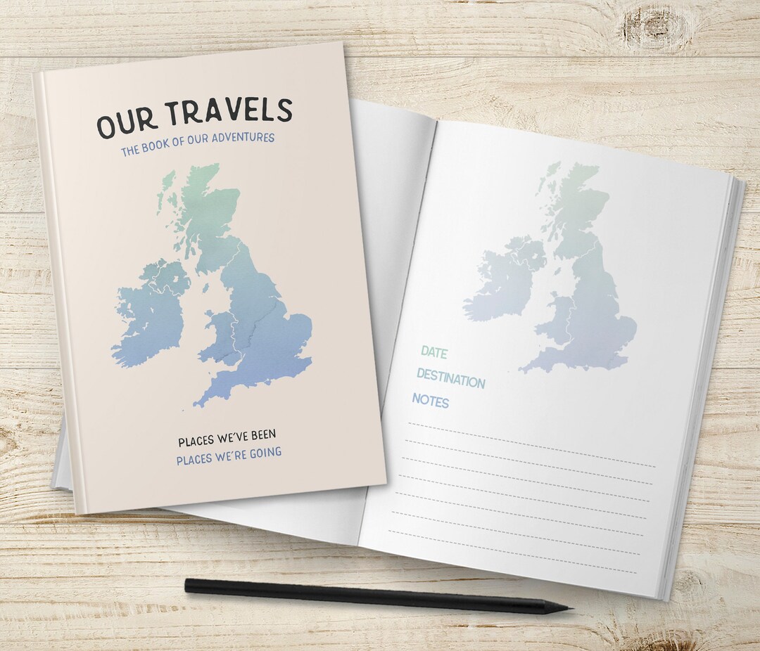 UK Travel Bucket List Book, Couples Travel Gift, Traveller Notebook, Travel Journal Maps, 1st