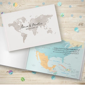 Travel Wedding Guestbook, Custom Atlas Guest Book, Honeymoon ...
