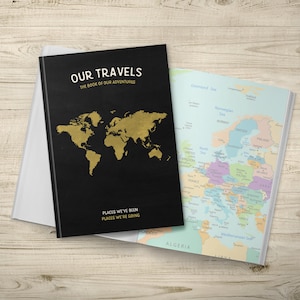 1st Anniversary Gift, Couples Travel Gift, Traveller Notebook, Engagement Gift, Travel Journal Wedding Bucket List Maps, Unique Travel Gift