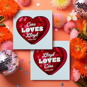 Set of 2 Disco Wedding Vow Books, Retro Heart  I Do Books, His Her Vow Renewal, My Wedding Vows, Disco Theme Marriage Funky Pink Red