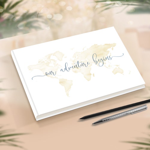 Wedding Guest Book Travel Theme Wedding Blue Guestbook Etsy UK