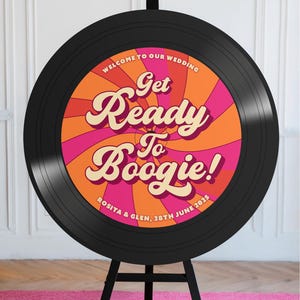 Record Welcome Sign, Groovy Vinyl Music Theme Wedding Sign, Retro Unique Decor, 1960s Themed, 1970s, Rock And Roll Gatherings, Round Sign