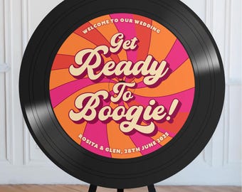 Record Welcome Sign, Groovy Vinyl Music Theme Wedding Sign, Retro Unique Decor, 1960s Themed, 1970s, Rock And Roll Gatherings, Round Sign