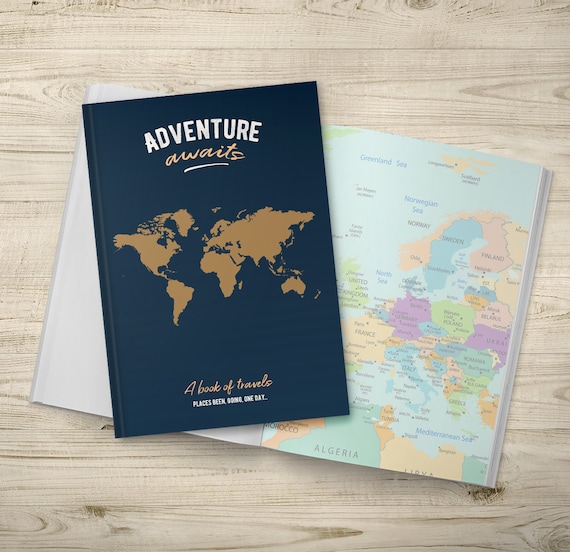 Regalo di viaggio, Diario di viaggio, Regalo per il primo anniversario,  Idea regalo per coppia, Compleanno, Notebook con mappa del mondo,  Pianificatore di viaggio, Regalo di viaggio unico -  Italia