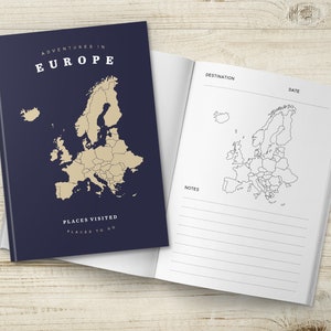 Europe Travel Journal, European Trip Planner, Bucket List Travel Map Book, Road Trip Holiday Notebook, Adventure Couple Gift, Unique Gifts