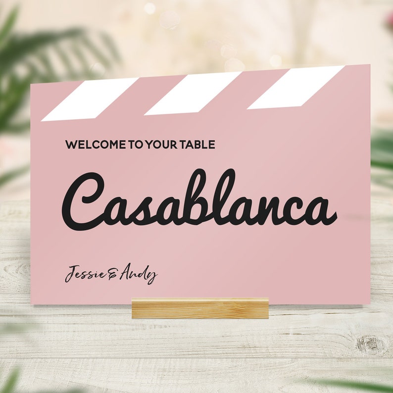 Film Theme Wedding, Retro Table Numbers, Hollywood Theme, Movie Wedding Table Name Cards, Cinema Decor, Centrepiece, Unique Wedding Decor image 5