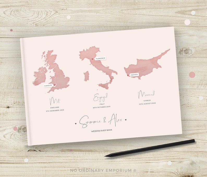 Wedding Guest Book, Travel Theme Wedding, Custom Map Guestbook, Travel Wedding Decor, Met Engaged Married Themed Location, Adventure World image 1