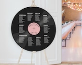 Record Shape Table Plan, Round Music Theme Wedding Seating Chart, Disco Decor, 1960s, 70s, Rock And Roll, Groovy Gatherings, Unique Decor
