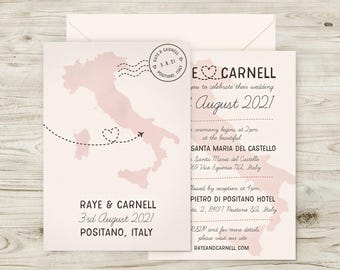 Italy wedding invitation, Travel wedding invites, Destination wedding invitation Italian, Travel theme wedding invitation, Announcement