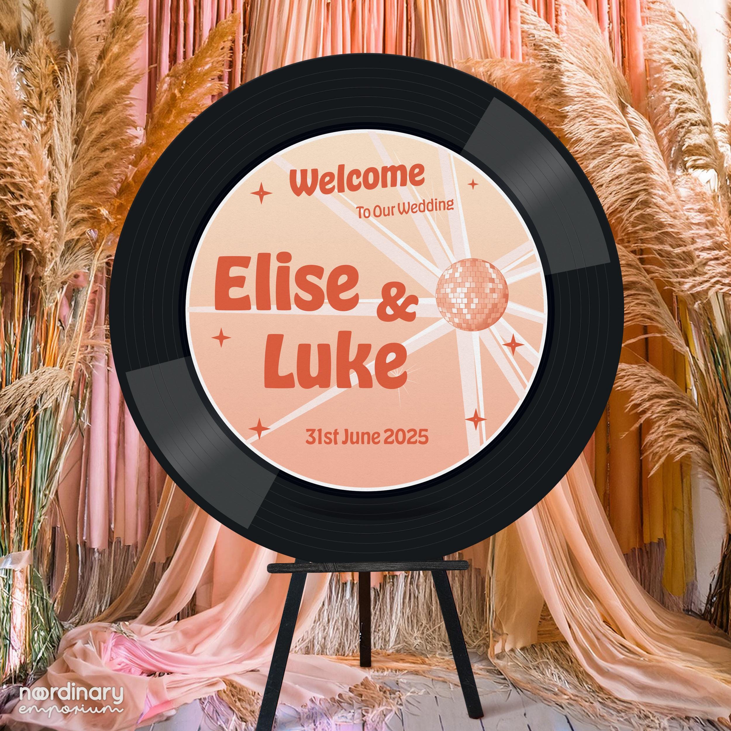 Record Welcome Sign, Groovy Vinyl Music Theme Wedding Sign, Retro ...