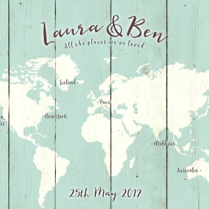 Wedding Guest Book Map, Wood Look Poster, World Map Print, Travel Theme ...