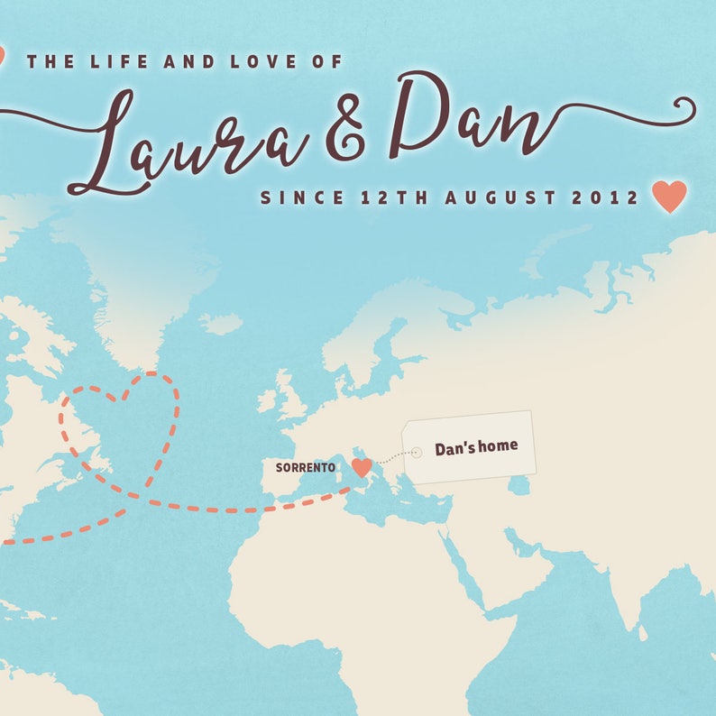 Long Distance Relationship Map Across the Miles Gift Miles Etsy