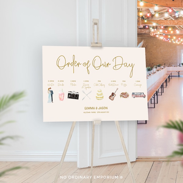 Wedding Order of the Day, Timeline of Events, Welcome Sign, Welcome Board, Wedding Timeline Board, Program Sign