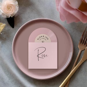 Record Place Name Cards, Music Theme Wedding Guest Names, Vintage Vinyl Style Cards, Songs Artist Rock Table Numbers, Arched Table Plan Card