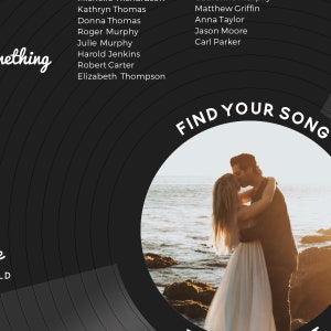 Record Seating Chart With Photo, Music Theme Wedding, Record Table Plan, Vinyl Style Round Board, Unique Wedding Decor, No Ordinary Emporium image 2