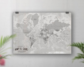Personalized World Map Pin Board: Vintage Travel Tracker